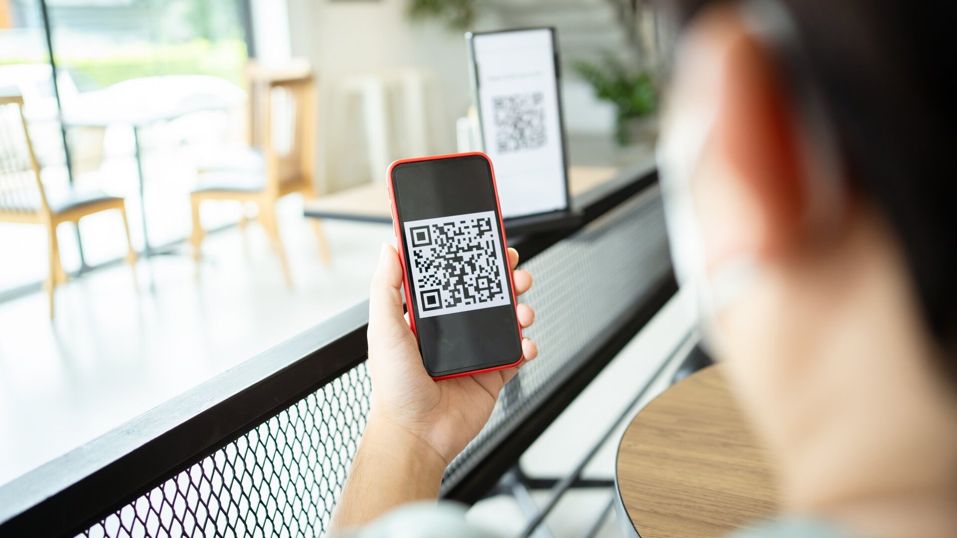 Mobile Phone with a QR code Mobile Phone with a QR code