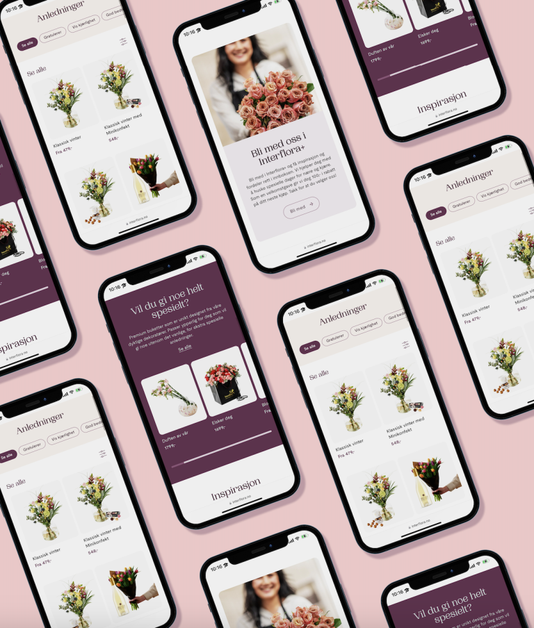 Interflora nettsiden på telefonen