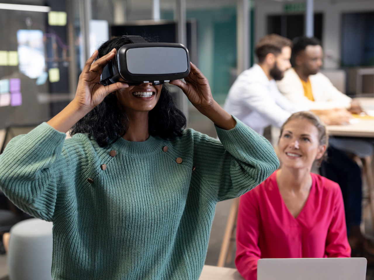 Woman experiencing VR