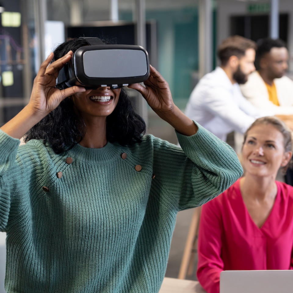 Woman experiencing VR