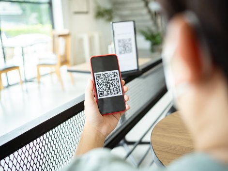 Mobile Phone with a QR code Mobile Phone with a QR code